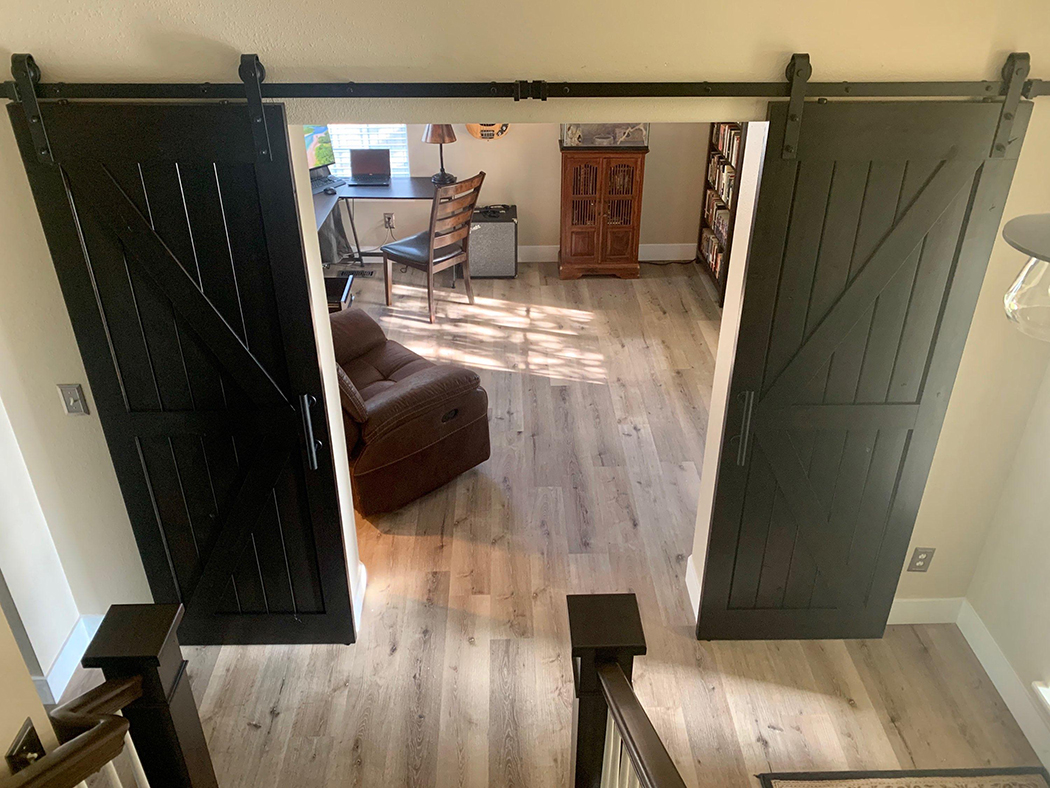 Stained and finished barn doors